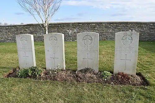 Les tombes de soldats duRoyal Munster Fusiliers&nbsp;(en) tombés le 2 septembre 1918.