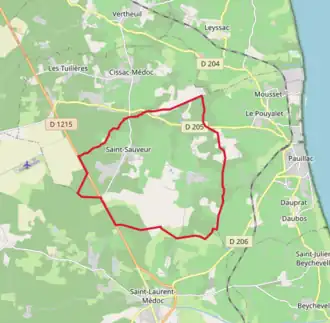 Carte avec les communes environnantes.