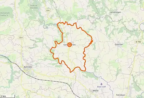 Carte en couleurs représentant les limites d'une commune.