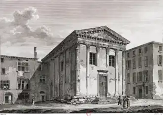 Église Sainte-Marie-la-Vieille enchâssée dans le temple d’Auguste et de Livie en 1836 par Joseph Perdoux d’après Charles Bance.