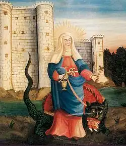 Marthe domptant la Tarasque, peinture du XVIIIe&nbsp;siècleMusée des Arts et traditions populaires.