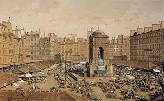 La « place du marché des Innocents » à l'emplacement du cimetière vers 1850 (Hoffbauer - fin XIXe&nbsp;siècle).