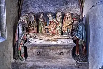 Mise au tombeaul'église Saint-Matthieu, Salers (Cantal)milieu du XVe&nbsp;siècle.