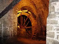 Roue à aubes d'extraction de la saumure.