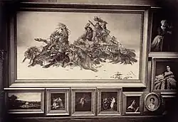 Pierre Ambroise Richebourg, photographie du tableau Paysans polonais attaqués par des loups, dans Hall des sculptures et cimaises du Salon de 1861, photographies par Richebourg, album de 42 photographies posées sur papier albuminé, d’après des négatifs sur verre au collodion, 42 x 53 cm, Paris, 1861, p. 28