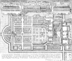 Plan du parc et du château de Salzdahlum, vers 1710.