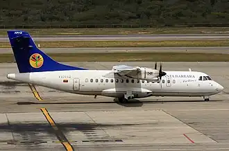 YV1449, l'ATR 42 de Santa Barbara Airlines impliqué, photographié en février 2008, quatre jours avant l'accident.