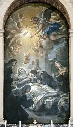 La Mort de sainte Scolastique par Luca Giordano.