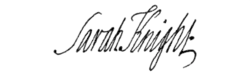 signature de Sarah Kemble Knight