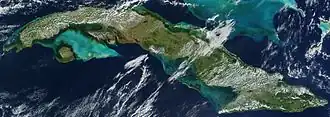 Image satellite de l'île de Cuba.