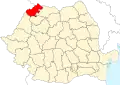 Map of Romania highlighting Satu Mare County