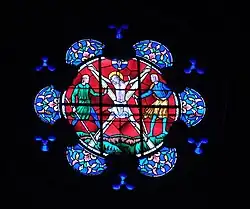 Vitrail de l'église Saint-André représentant Saint-André sur sa croix.