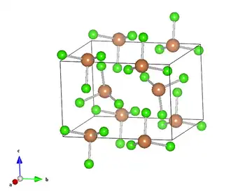 Structure cristalline de SbCl3 mettant en évidence les pyramides SbCl3.