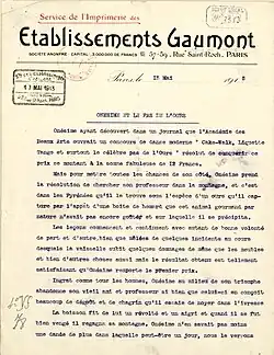 Reproduction de la première page d'un scénario.