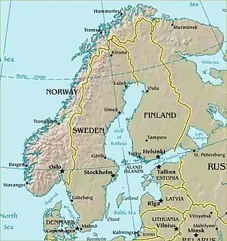 Carte de la Scandinavie.