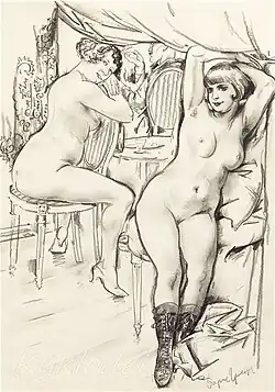 "Scène dans une maison close", par Boris Dmitrievitch Grigoriev (1886-1939).