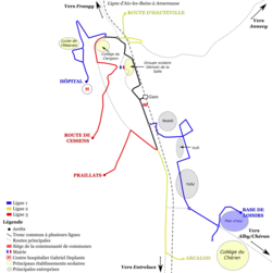 Schéma simplifié du réseau de bus de Rumilly tel que voté en 2017.