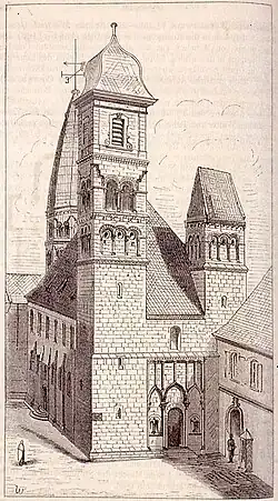 L'église Sainte-Foy de Sélestat au XIXe&nbsp;siècle.