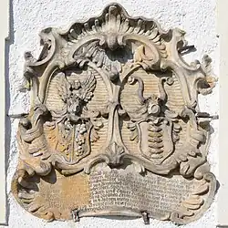 Armoiries d'alliance von Benckendorff et von Wiesenthau à Schlottenhof (Arzberg).
