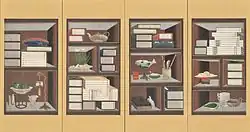 Paravent à décor de bibliothèque de lettré (Chaekgori).