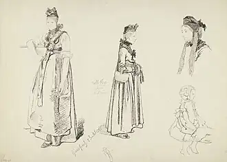 Études de costumes de Hunspach (1858).