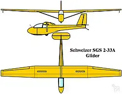 Description de l'image Schweizer SGS 2-33A two-seat glider colour 3-view drawing.jpg.