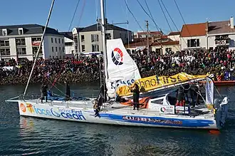 Sebastien Destremau au départ du Vendée Globe 2016-2017