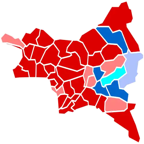 Nuance politique des cantons de la Seine-Saint-Denis en 1981.