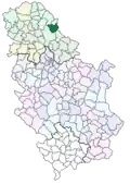 Localisation de la municipalité de Žitište en Serbie