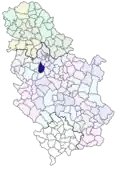Localisation de la municipalité de Lazarevac en Serbie