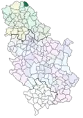 Localisation de la municipalité de Novi Kneževac en Serbie
