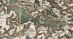 Carte de Cassini de la forêt de Chevré (1803).