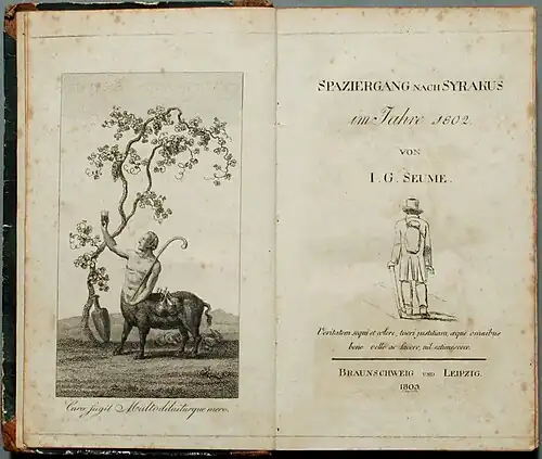 Frontispice de Spaziergang nach Syrakus im Jahre 1802 de Seume (Braunschweig und Leipzig, 1803) en regard de la page de titre