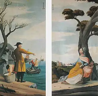 Deux peintures de style occidental, 1790.