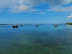 La vue sur la mer depuis Shimoni, avec Wasini en face.