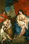 Reine Marie Casimire avec ses enfants, 1684