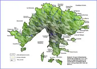 Carte de la Sierra de Guadalupe.