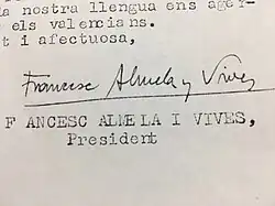 signature de Francesc Almela i Vives