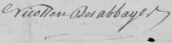 Signature de Pierre Nicollon des Abbayes