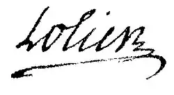 signature d'Étienne Lolier