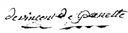 signature de Jean-François de Vincent de Panette