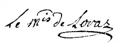 signature de Louis-Catherine de Loras