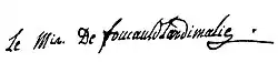 signature de Louis de Foucauld de Lardimalie