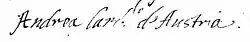 Signature de André d'Autriche