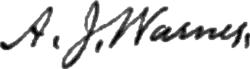 signature d'Adoniram J. Warner