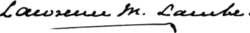signature de Lawrence Lambe