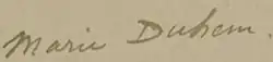 signature de Marie Duhem