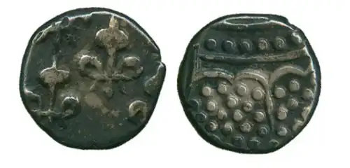 Fanon d'argent de la Compagnie, frappé à Pondichéry sous Louis XV.