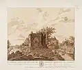 Les ruines de la tour de l'abbaye vers 1817 par Cornelis van Hardenbergh.