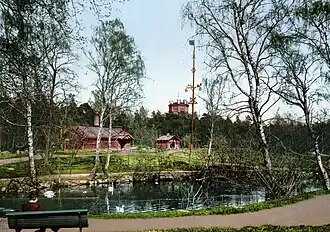 Une carte postale de Skansen (1900), coloriée à la main.